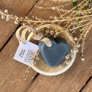 Heart Shaped Soap (on a Rope) Charcoal & Teatree